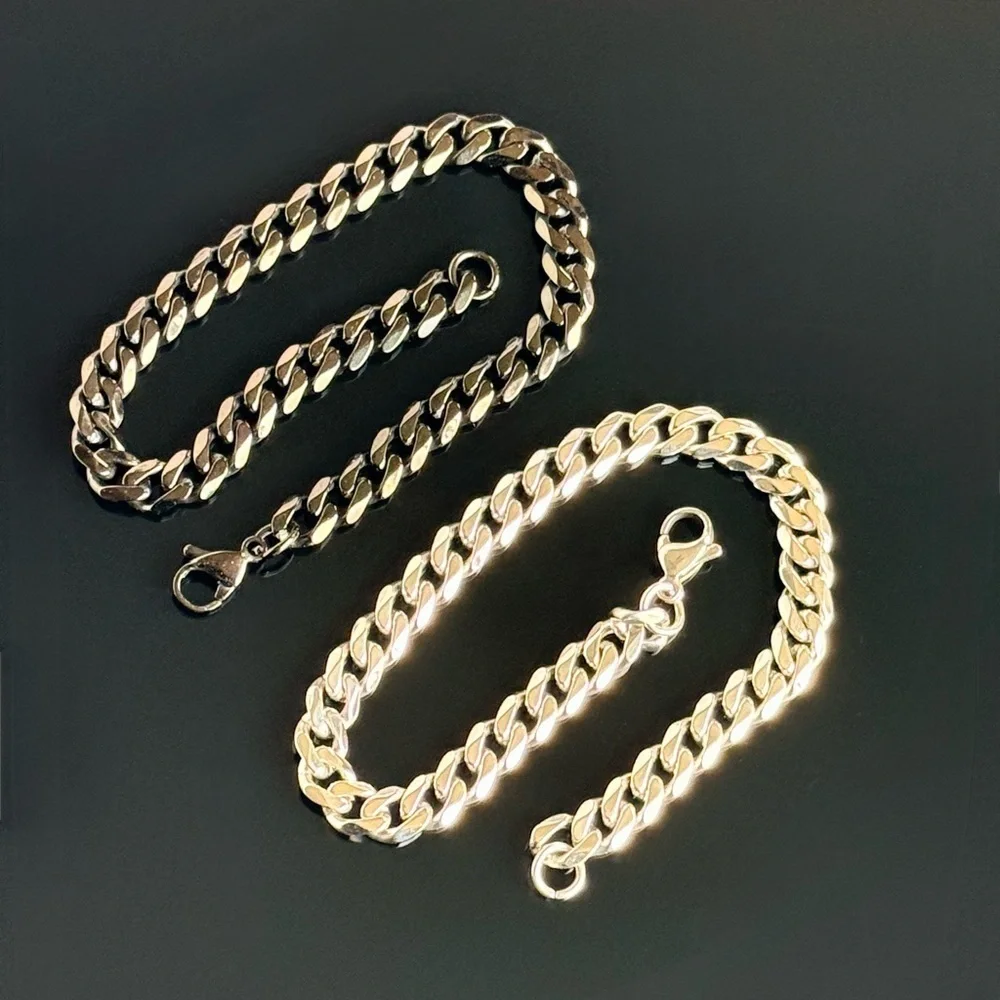Titanium Cuban Link Chain Bracelet 7mm Waterproof Men’s Jewelry